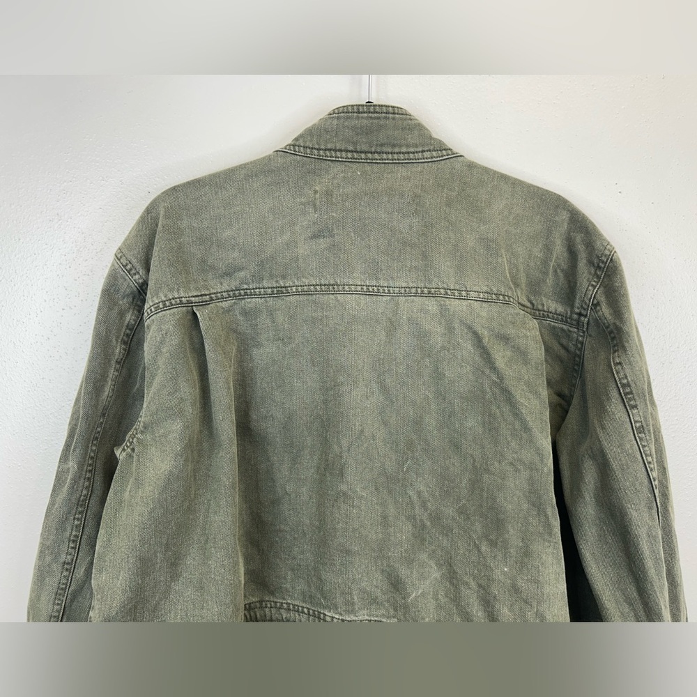 Green Utility Jacket Mens XL Pockets Full Zip Outdoor Barn Farm Military Style - Picture 11 of 15